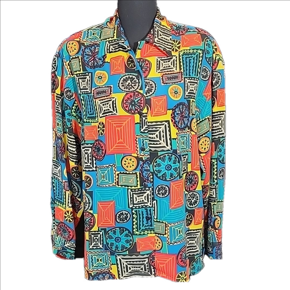 MIKADO COLORFUL BUTTON DOWN BLOUSE